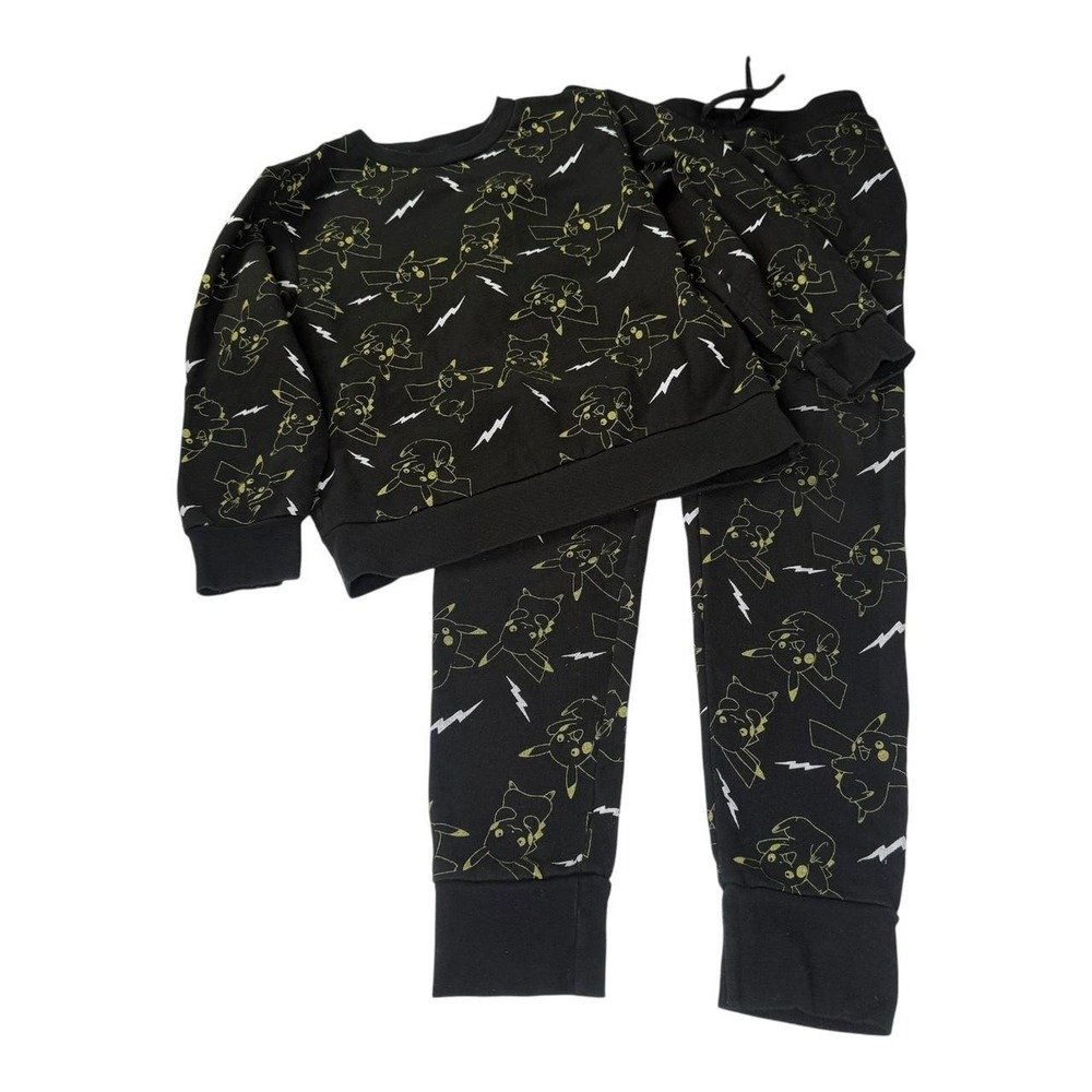 Pokemon Pikachu Fleece Sweatshirt Jogger Set Kids Small Top Large Bottom